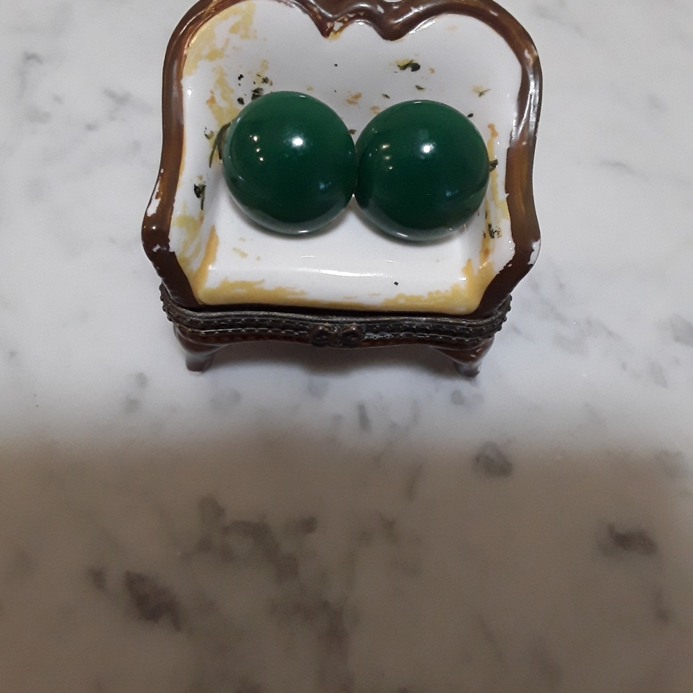 Hunter Green Large Button Clip On Earrings